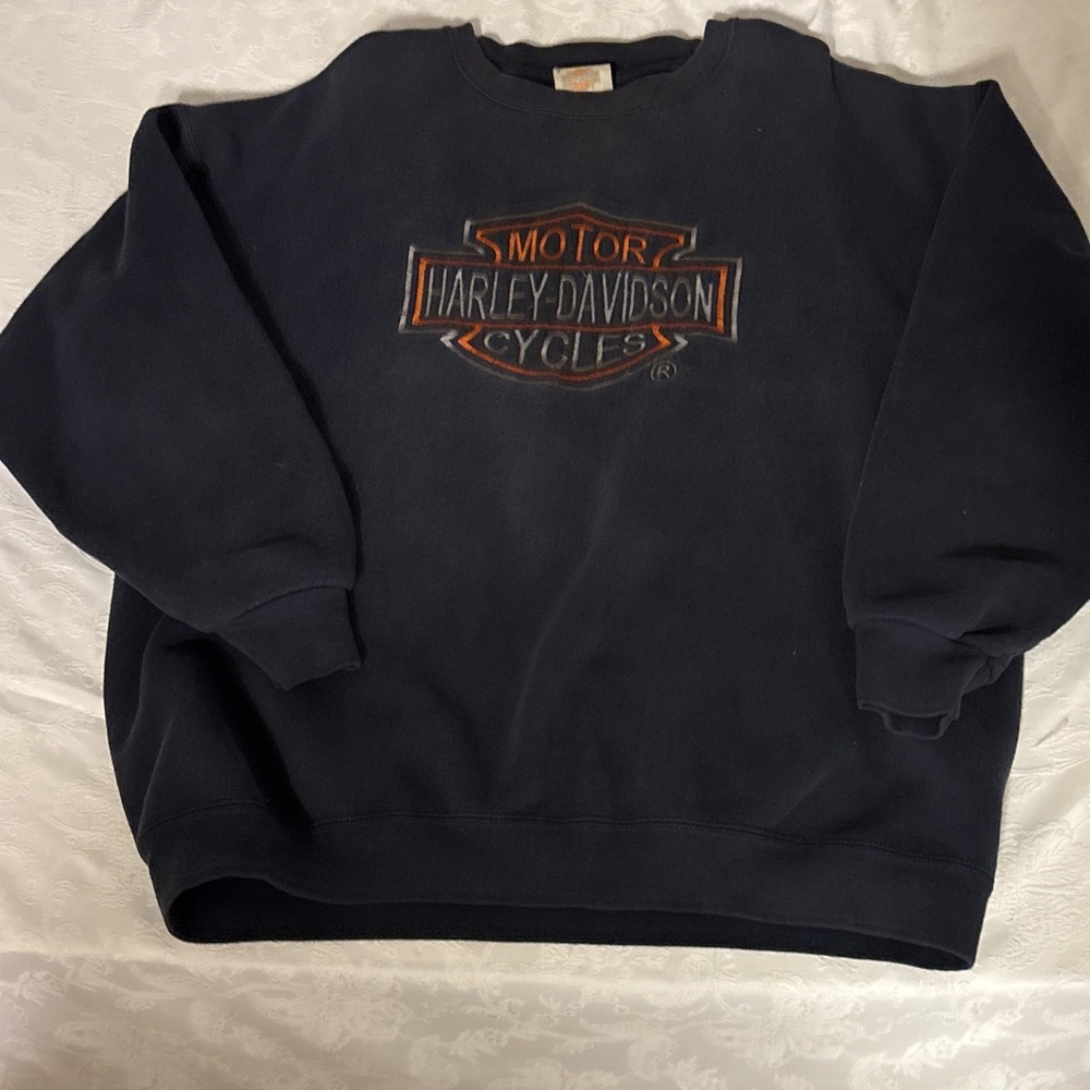 Vintage Harley Davidson Crewneck Sweatshirt 90s Heavyweight Embroidered USA‎ XL